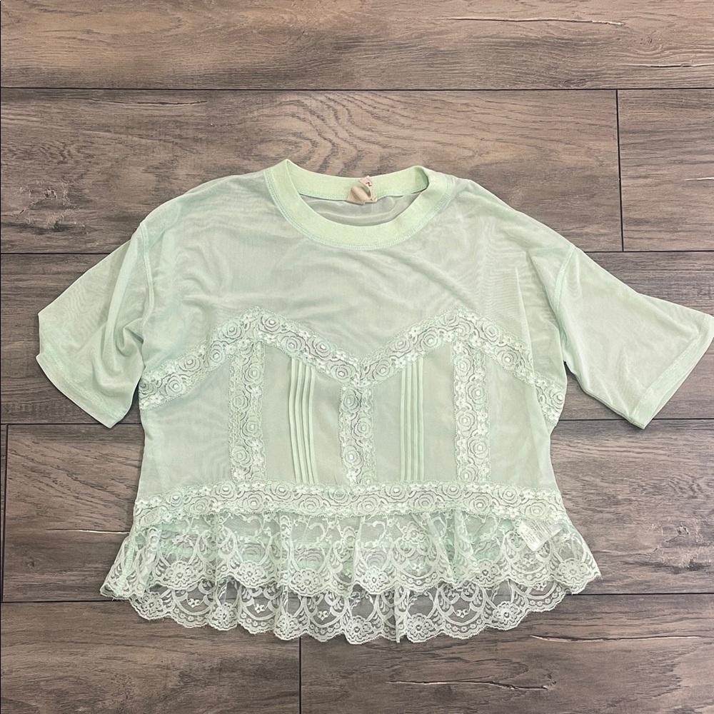 Dolan Mint Green Lace Blouse